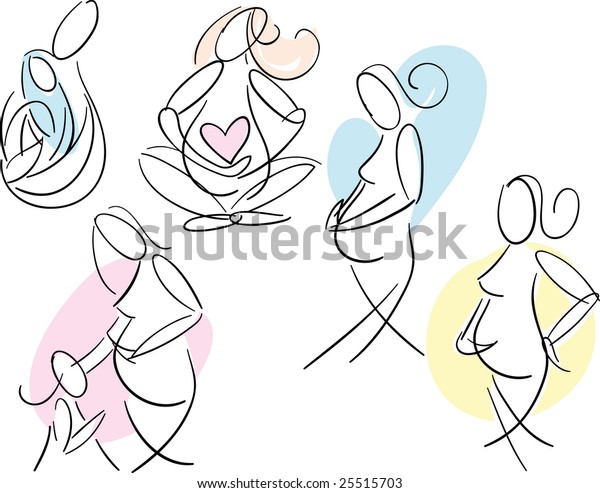 Pregnant Women Sketches Stock Vector (Royalty Free) 25515703