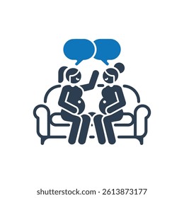 Pregnant Women Talking Icon On White Background