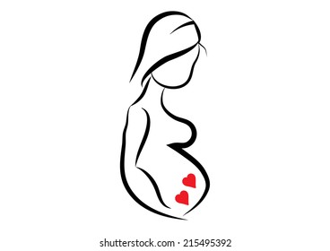 A Pregnant Women with Twins. Vector