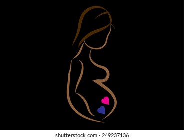 A Pregnant Women with Twins. Vector