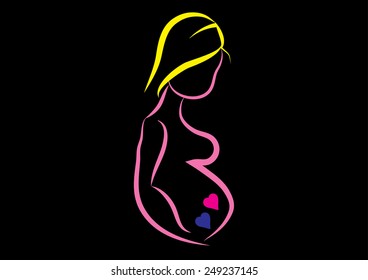 A Pregnant Women with Twins. Vector