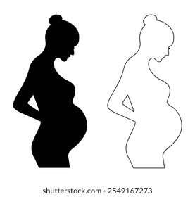 mulheres grávidas vetor silhueta ilustração sobre fundo branco. grávidas. mulheres. mãe. gravidez.