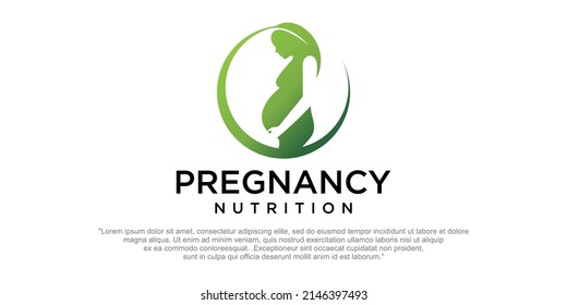 pregnant women vitamins combination pregnant mother and leaf logo design vector