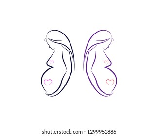 Pregnant women,isolated vector symbol - Vector
