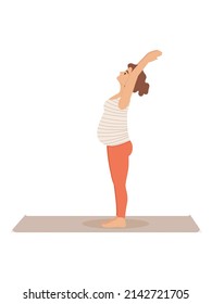 Pregnant yoga. Hasta uttanastana. Pregnant woman practicing yoga is isolated on the white background. Vector illustration