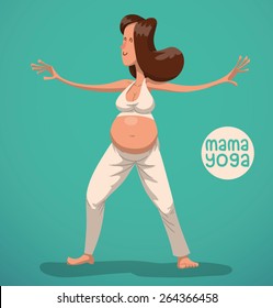 Pregnant yoga lady, vector 