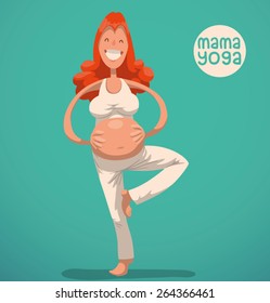 Pregnant yoga lady, vector 