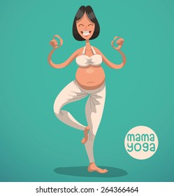 Pregnant yoga lady, vector 