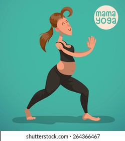 Pregnant yoga lady, vector 