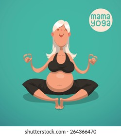 Pregnant yoga lady, vector 