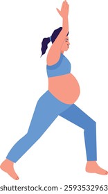 Pregnant Yoga Woman Character. Vector Illustration on White Background.