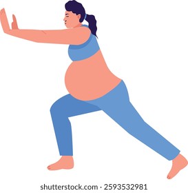 Pregnant Yoga Woman Character. Vector Illustration on White Background.
