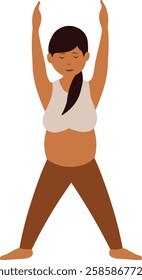 Pregnant Yoga Woman Illustration in Flat Cartoon Design. Vector Character
