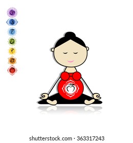 Pregnant yoga, woman in lotus pose for your design. Vector illustration