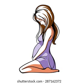 Pregnant young girl sitting