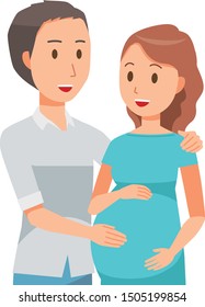 Pregnant young wife and husband