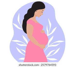 Pregnant young woman maternity scene flat illustration