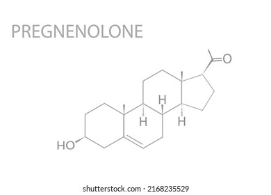 Pregnenolone Molecular Skeletal 3D Chemical Formula.