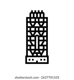 preheater tower cement production line icon vector. preheater tower cement production sign. isolated contour symbol black illustration