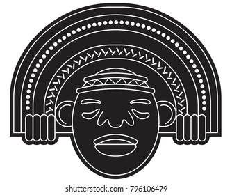 Prehispanic mask based on native Colombian indian art, vector Illustration