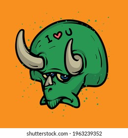 Prehistoric animal head vector concept. Triceratops head illustration