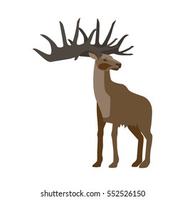 Prehistoric animal. Vector cartoon ancient mammal ice age extinct animal, deer
