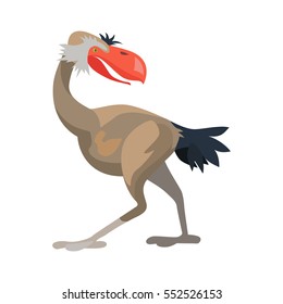 Prehistoric animal. Vector cartoon ancient mammal ice age extinct bird.