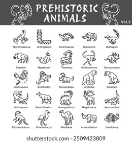 Prehistoric Animals vector icon set