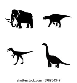 Prehistoric animals vector icons