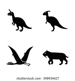 Prehistoric animals vector icons