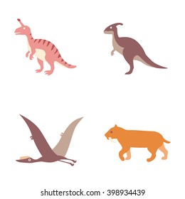 Prehistoric animals vector icons