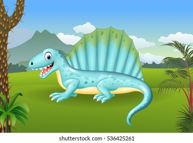 Prehistoric background with dinosaur