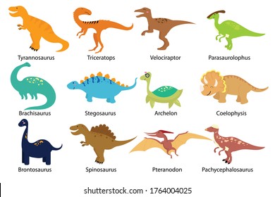 prehistoric beast set bundles isolated on white background. Flat design vector illustration