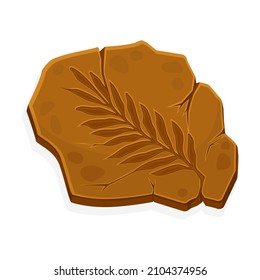 Prehistoric botanical print on stone vector illustration on white background