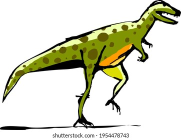Prehistoric carnivorous dinosaur. Vector illustration isolated on transparent