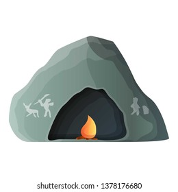 Prehistoric cave icon. Cartoon of prehistoric cave vector icon for web design isolated on white background