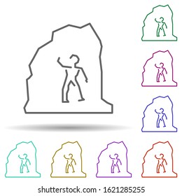 Prehistoric cave painting in multi color style icon. Simple thin line, outline vector of prehistoric icons for ui and ux, website or mobile application