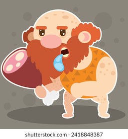 prehistoric caveman,flat vector illustration,primate man flat illustration