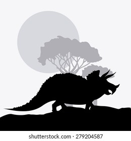 prehistoric design over landscape background, vector illustration