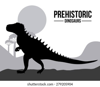 prehistoric design over landscape background, vector illustration