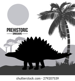 prehistoric design over landscape background, vector illustration