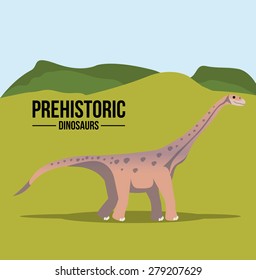 prehistoric design over landscape background, vector illustration