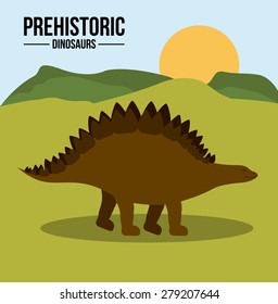 prehistoric design over landscape background, vector illustration