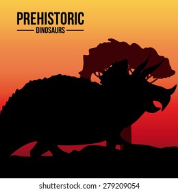prehistoric design over landscape background, vector illustration