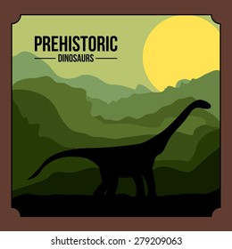 prehistoric design over landscape background, vector illustration