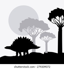 prehistoric design over landscape background, vector illustration