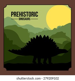prehistoric design over landscape background, vector illustration