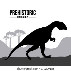 prehistoric design over landscape background, vector illustration