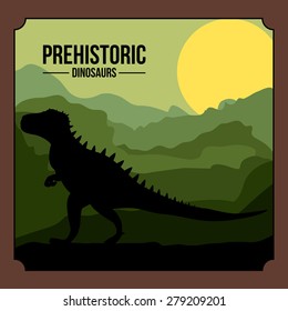 prehistoric design over landscape background, vector illustration