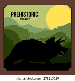 prehistoric design over landscape background, vector illustration